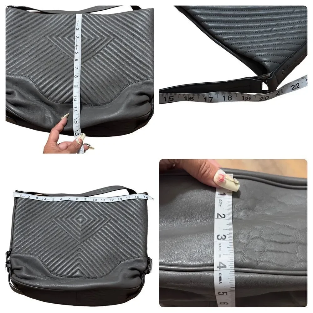 Vince Camuto Genuine Leather Grey Hobo Bag